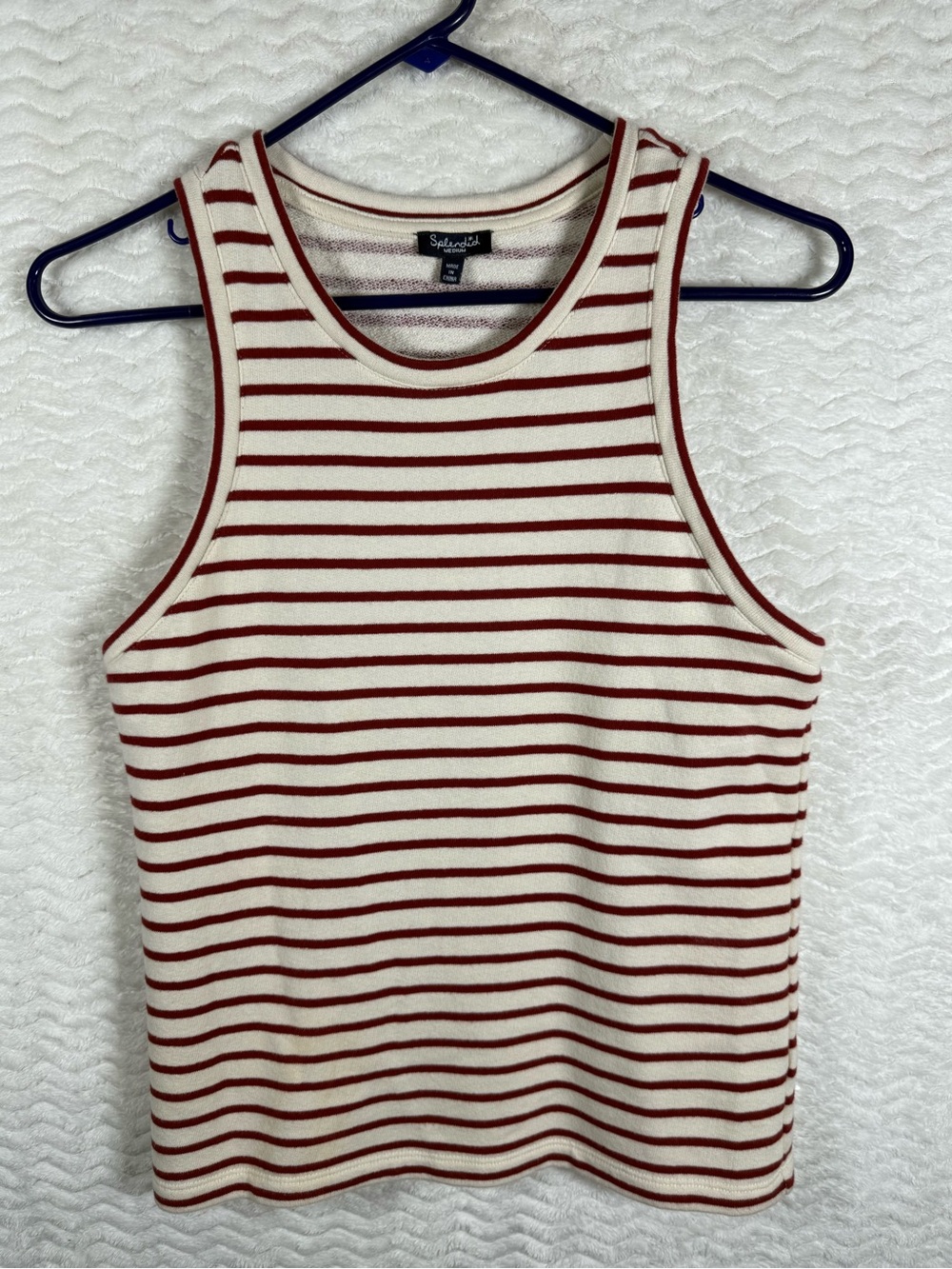Splendid Cream and Rust Red Striped Tank Top